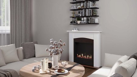 Биокамин в портале Firezo Baltimore Слоновая кость, черный